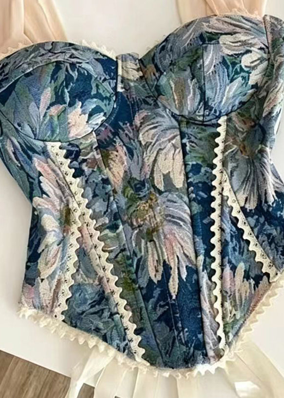 Top Femme Patchwork à Lacets Style Jacquard Estival 2