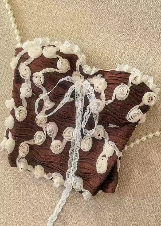 Top Femme Sans Bretelles à Dentelle Florale 1