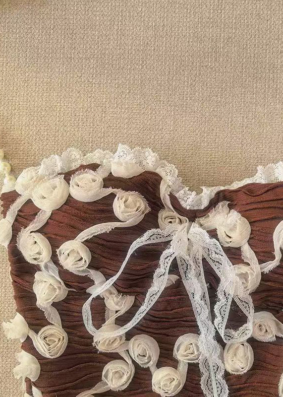 Top Femme Sans Bretelles à Dentelle Florale 3