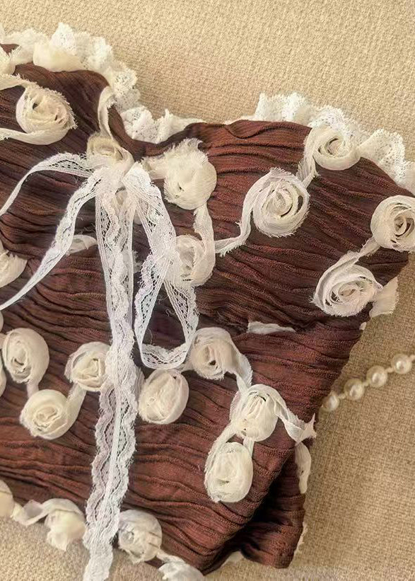 Top Femme Sans Bretelles à Dentelle Florale 4