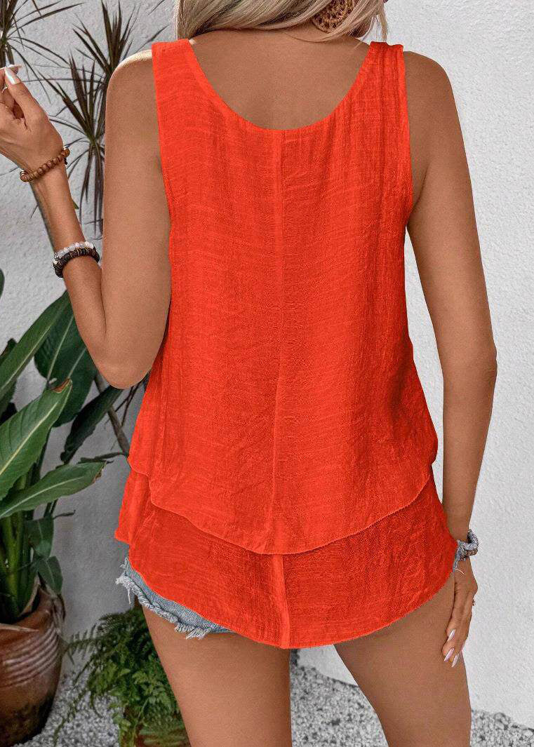 Top Femme Sans Manches Col Rond Patchwork Décontracté 4