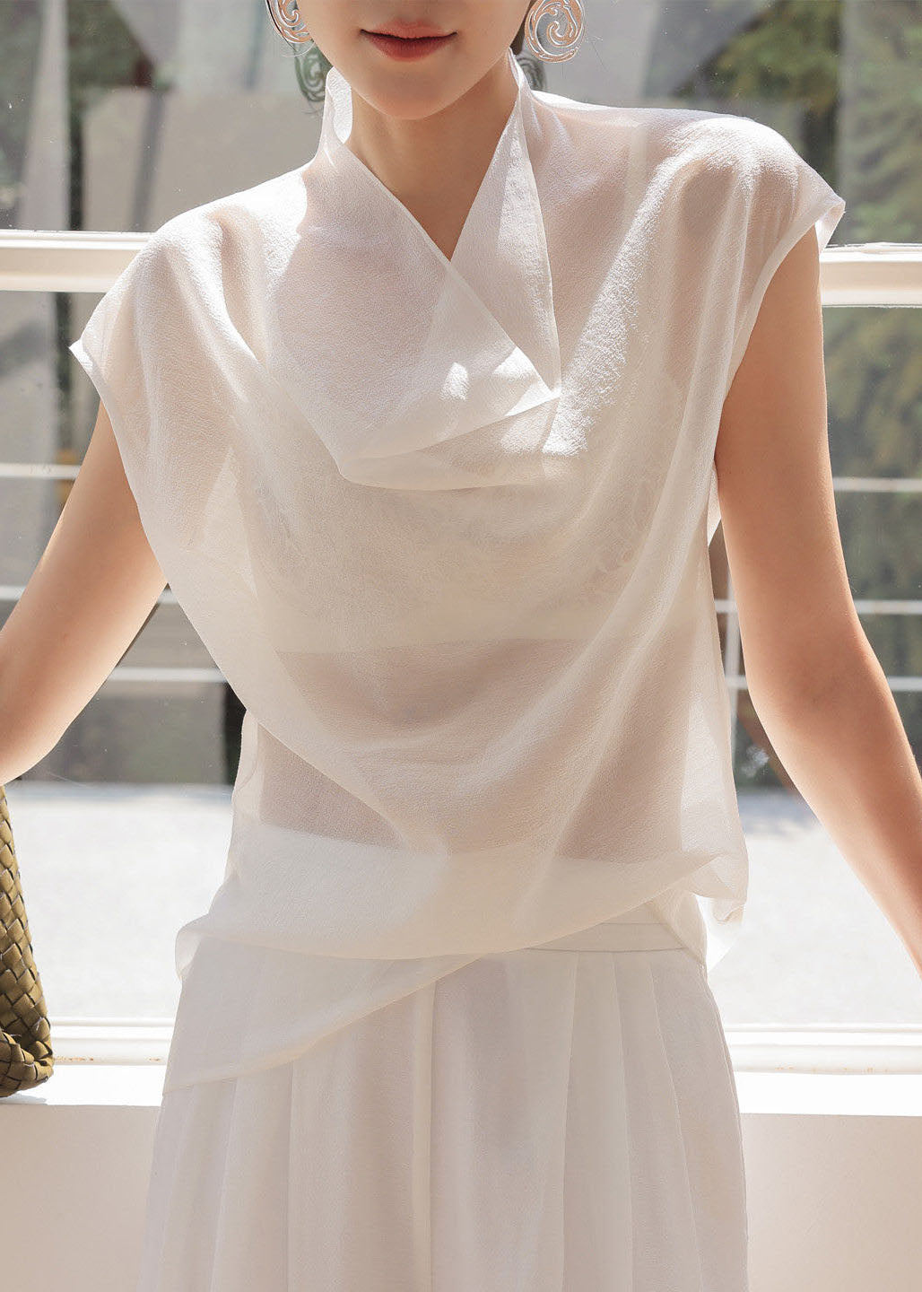 Top Femme Sans Manches Col Roulé Décontracté Transparent 2