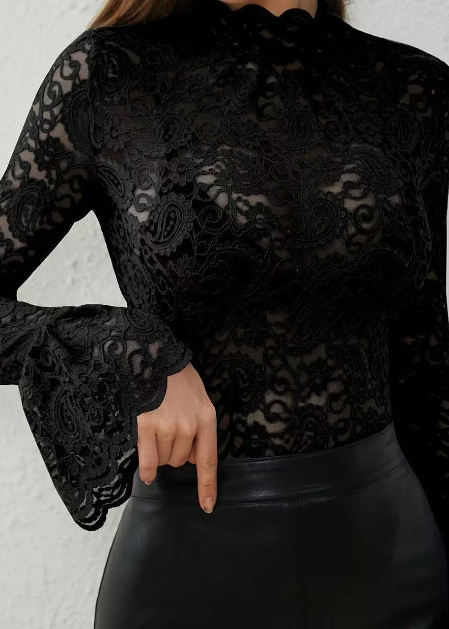 Top Femme Transparent Manches Évasées 4