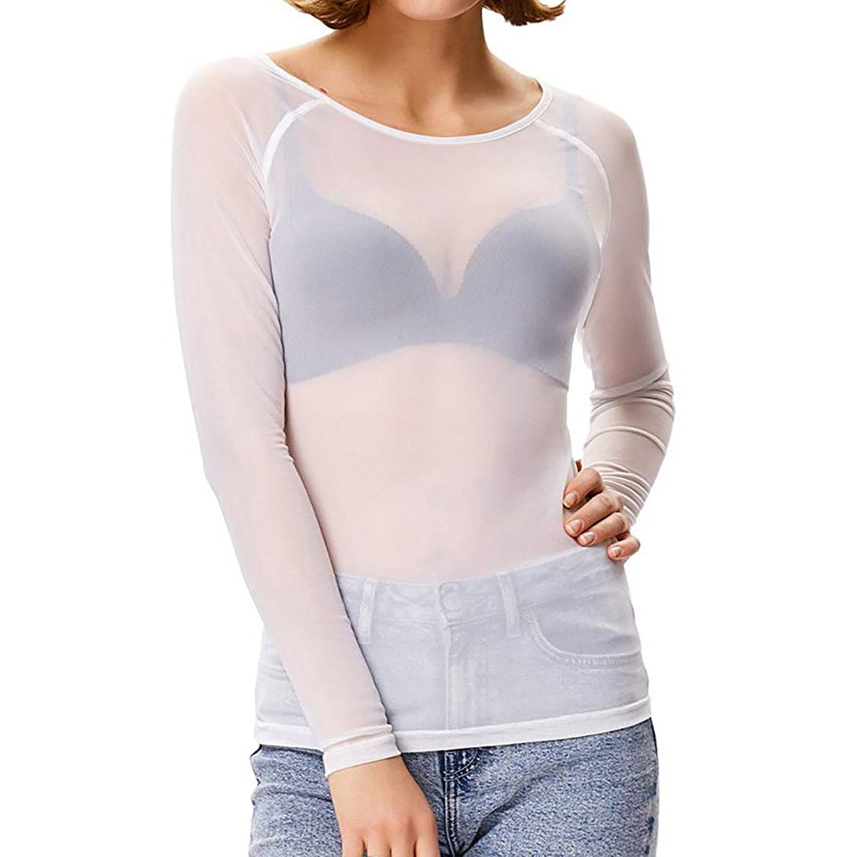 Top Femme Transparent à Manches Longues Chic 4