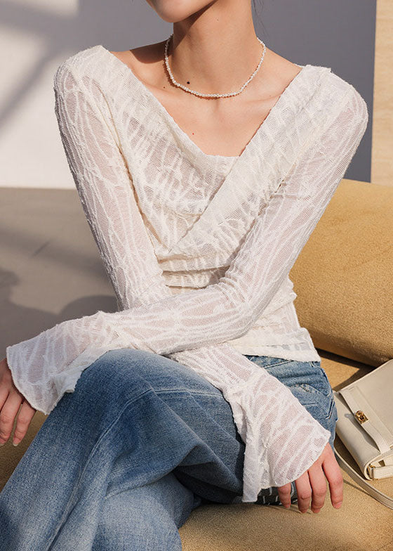Top Femme Une Épaule Manches Évasées 1