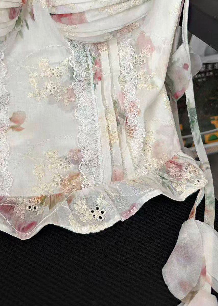 Top Femme à Bretelles Spaghetti Imprimé Floral Froissé 3