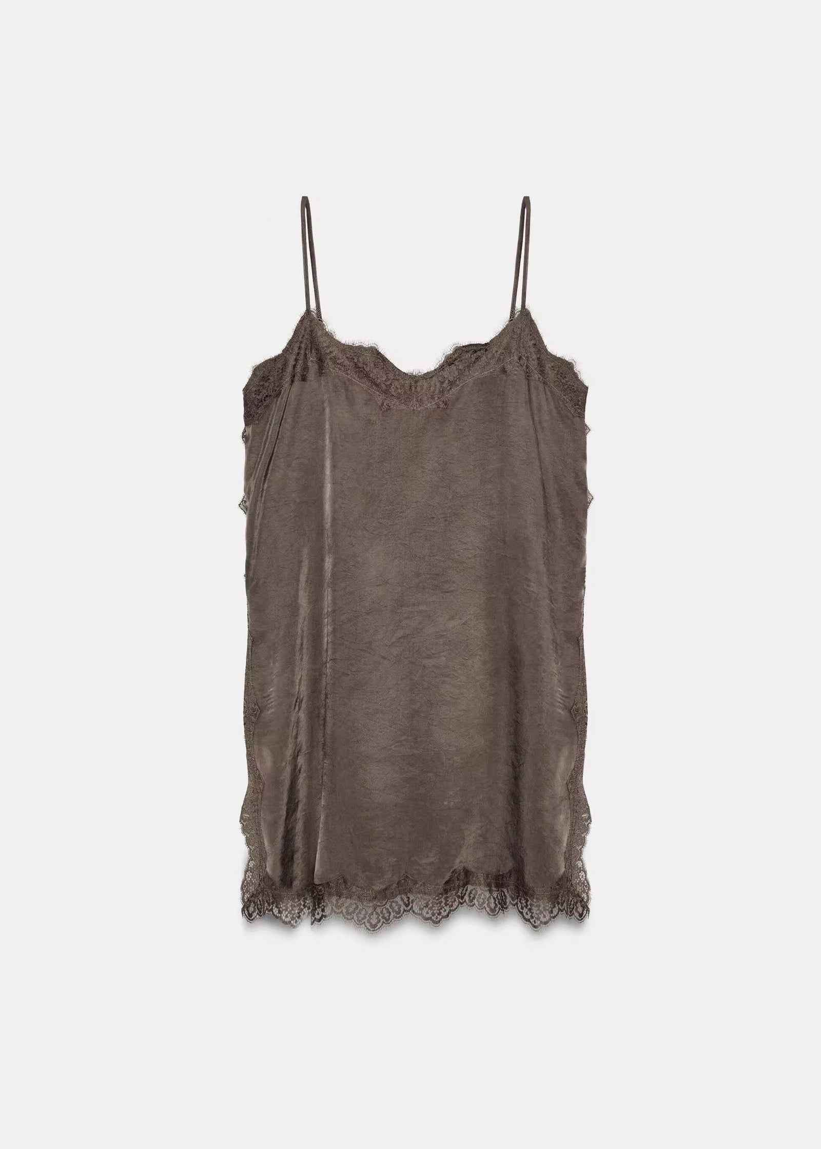 Top Femme à Bretelles Spaghetti Patchwork Dentelle 4