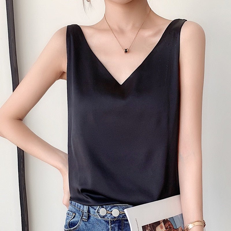 Top à col en V pour femmes Chic 0