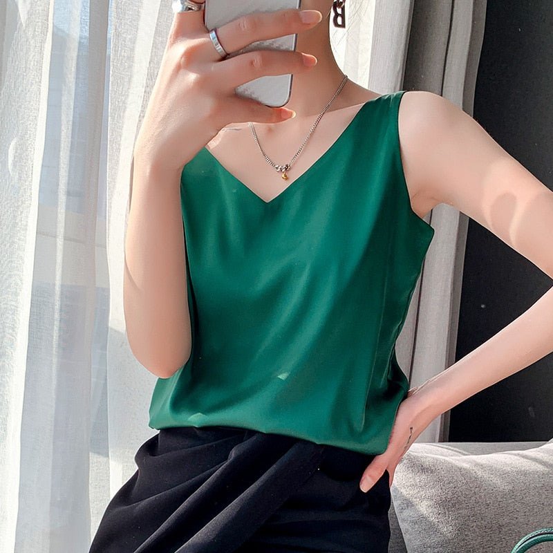 Top à col en V pour femmes Chic 1