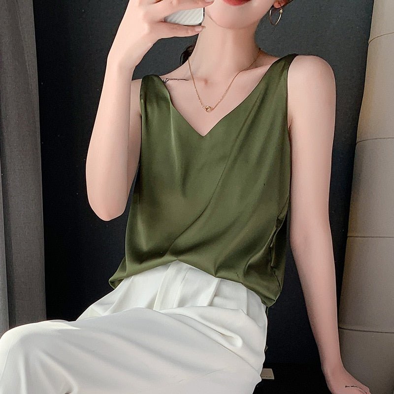 Top à col en V pour femmes Chic 2