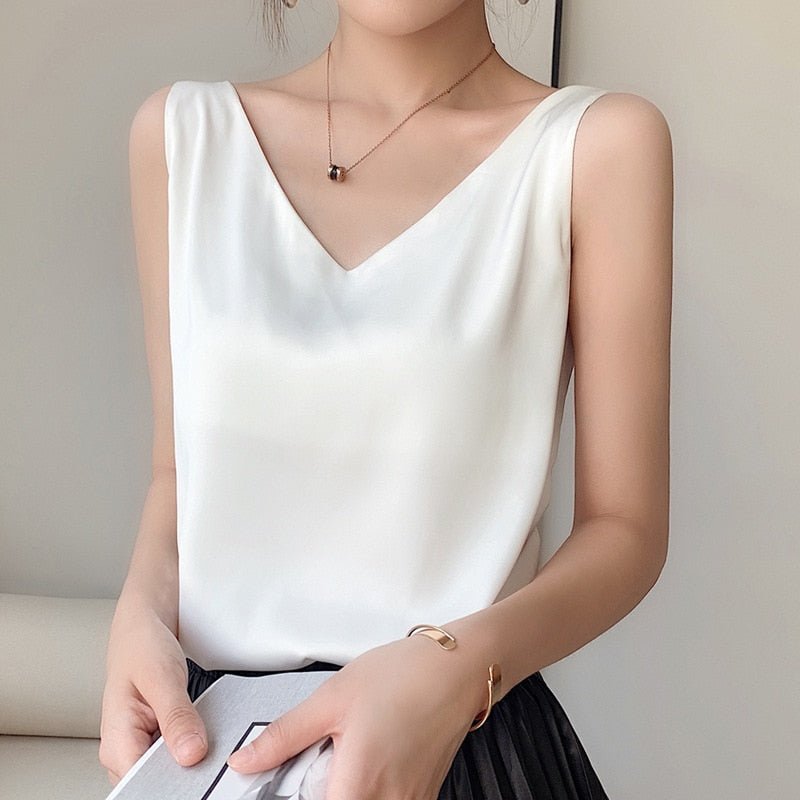 Top à col en V pour femmes Chic 4