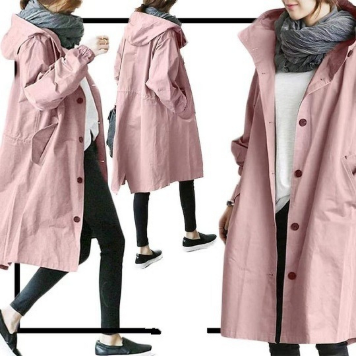 Trench-coat Long Femme avec Capuche 5