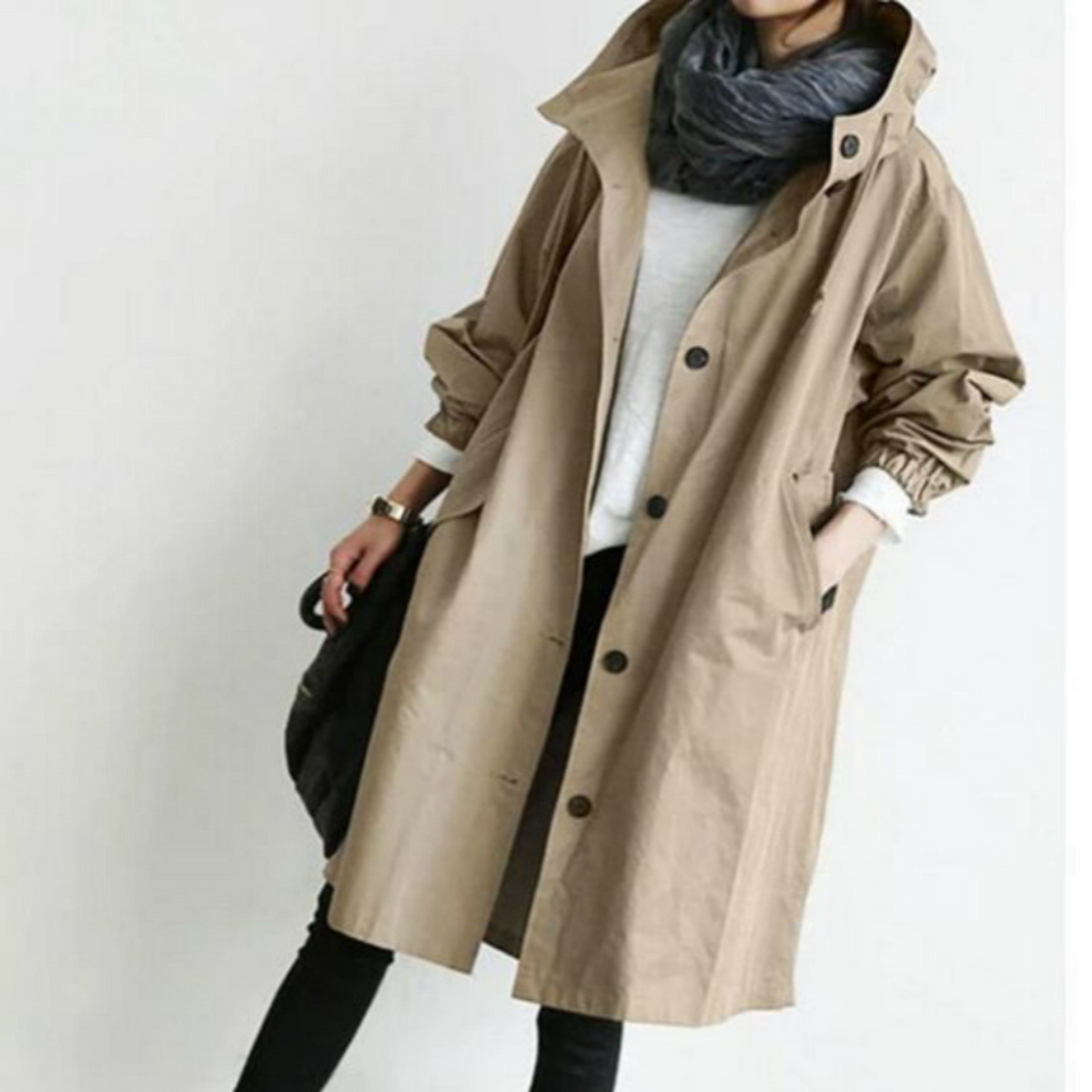 Trench-coat Long Femme avec Capuche 6