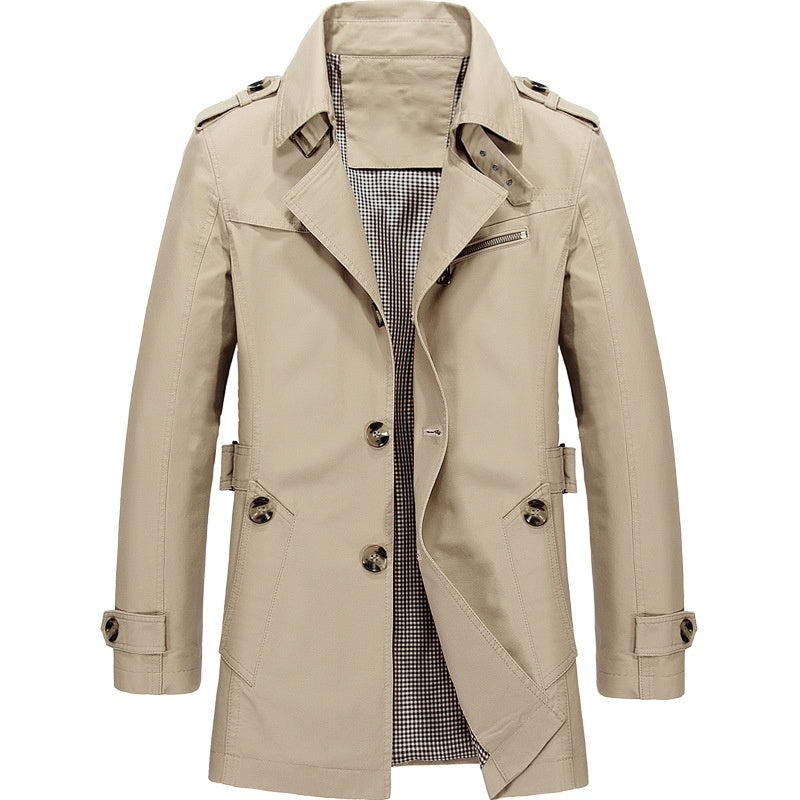 Trench Coat Homme Double Boutonnage Tissu Structuré 2