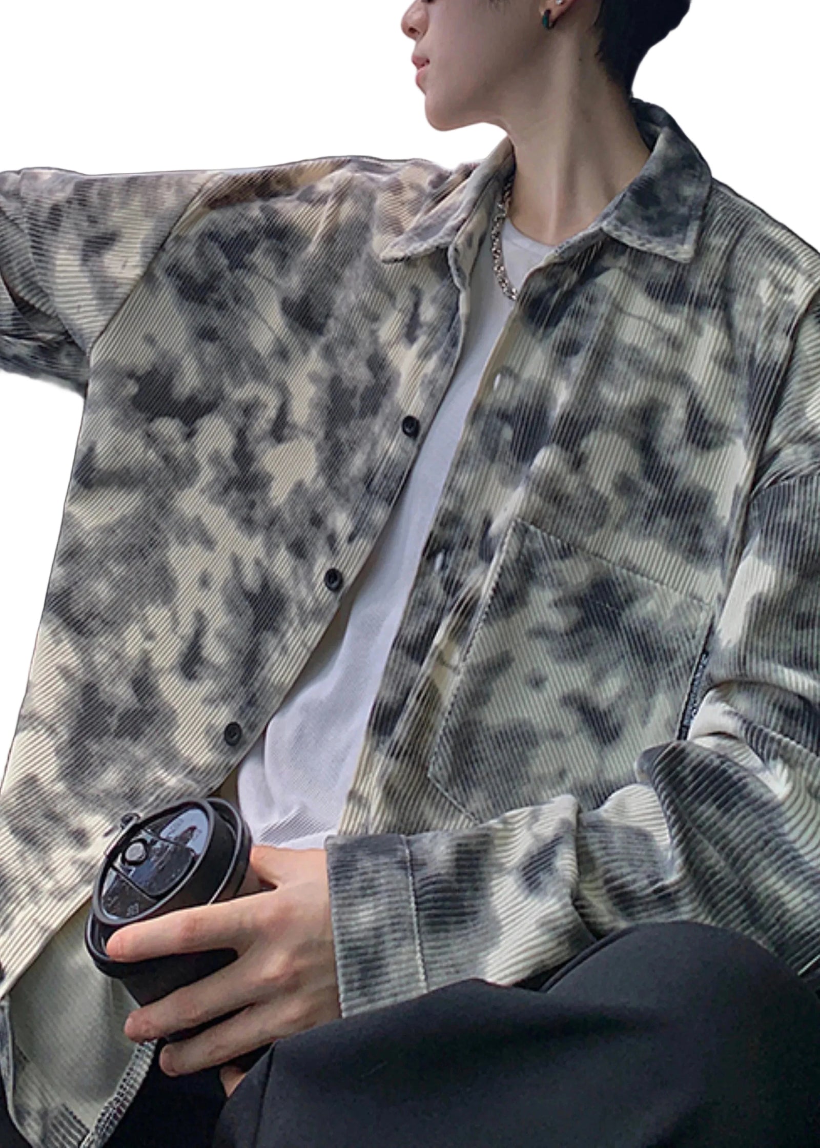 Trench Homme Oversize Moderne Tie-Dye 0