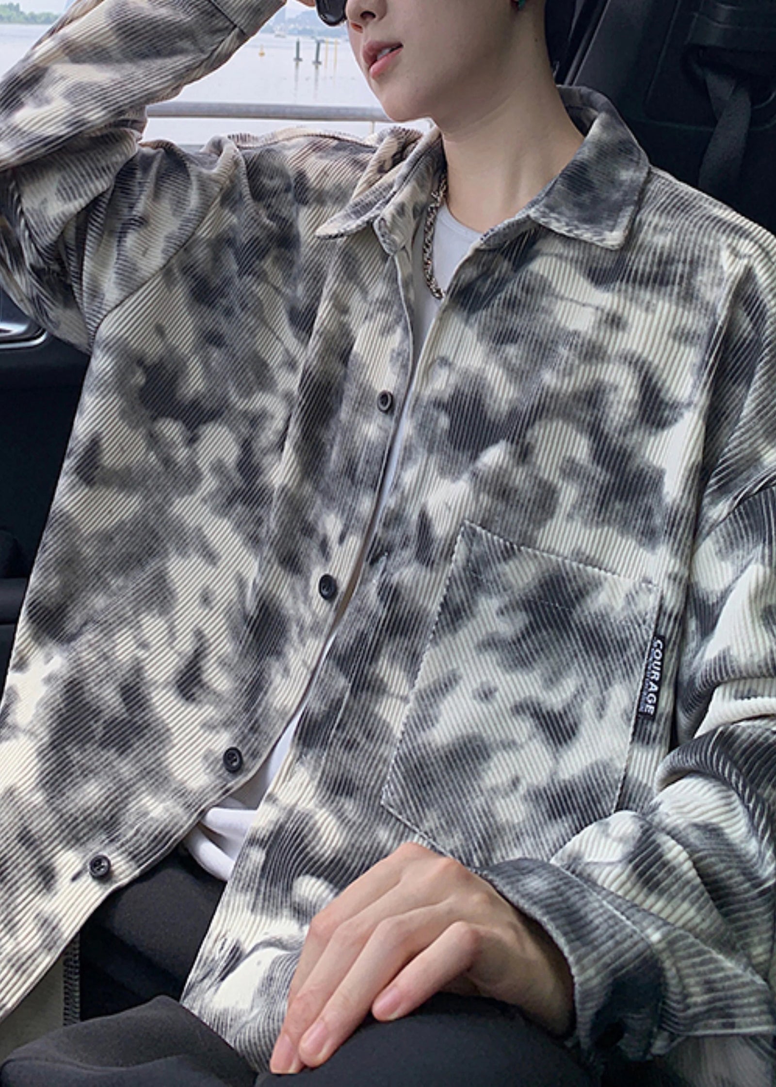 Trench Homme Oversize Moderne Tie-Dye 3