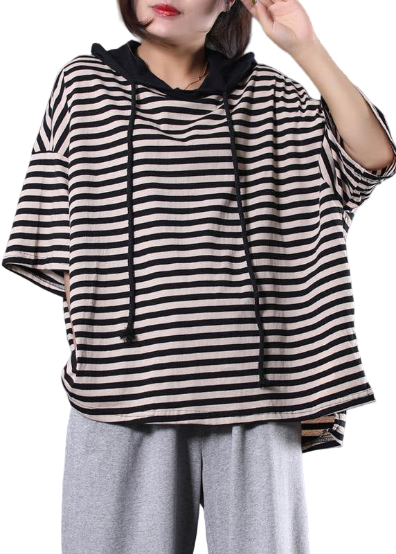 Tunique Femme à Capuche avec Motif Rayé 0