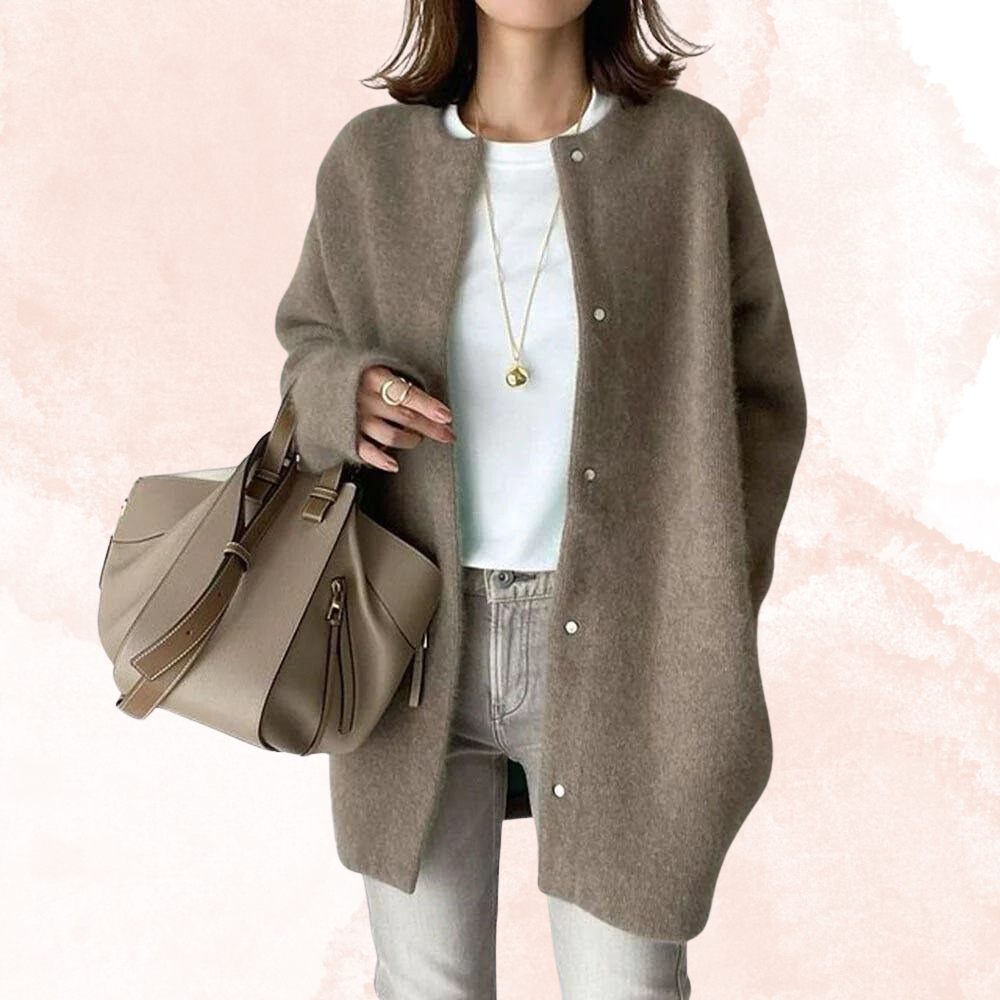 Gilet Femme Long Boutonné en Mélange de Coton et Acrylique 2