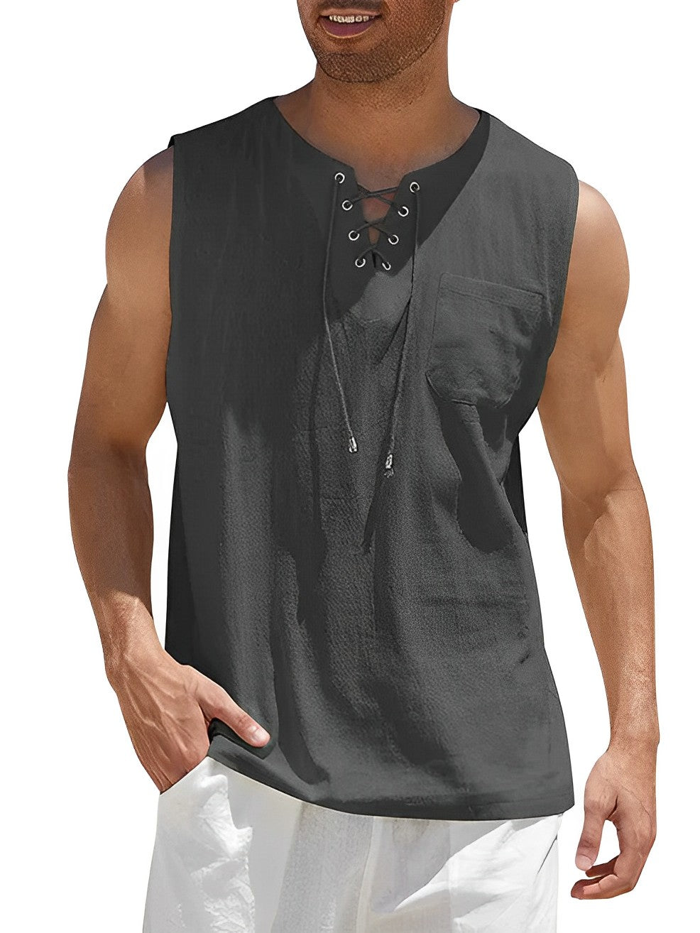 Haut Homme Coton Respirant Manches Courtes Casual 5