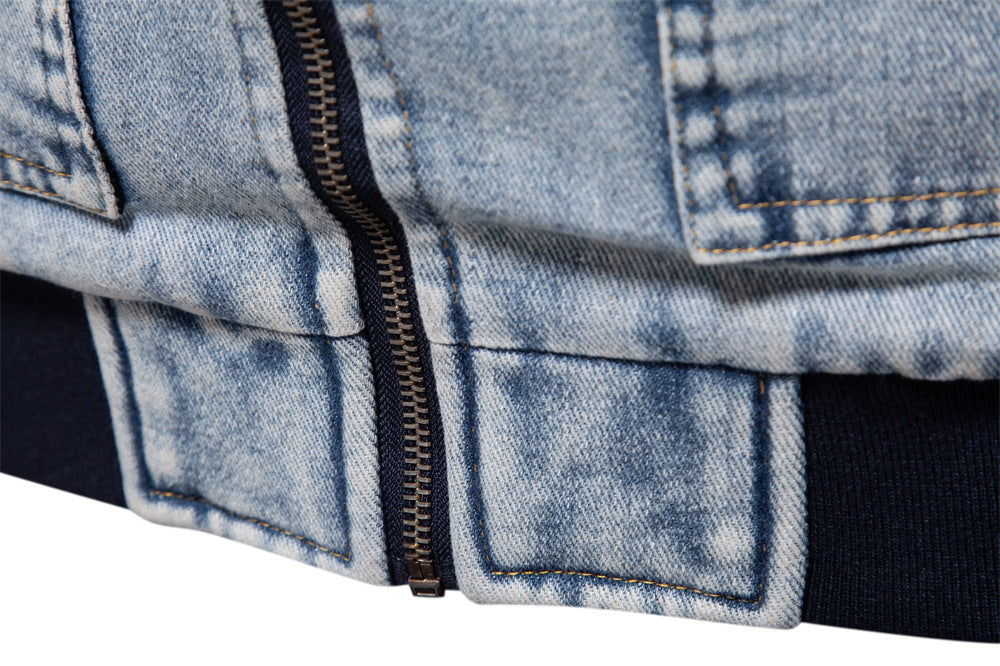 Veste Aviateur en Jean Style Décontracté 6