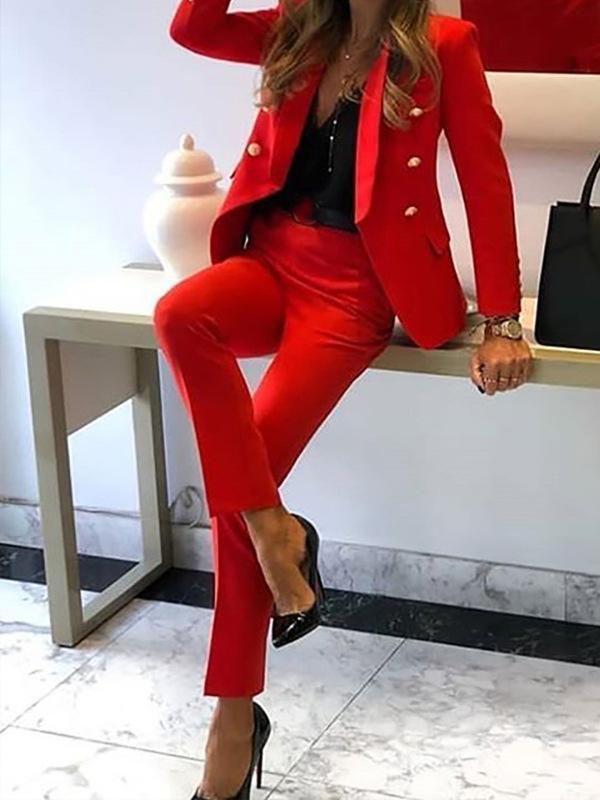 Veste Blazer Croisée et Pantalon Élégant pour Femme 3