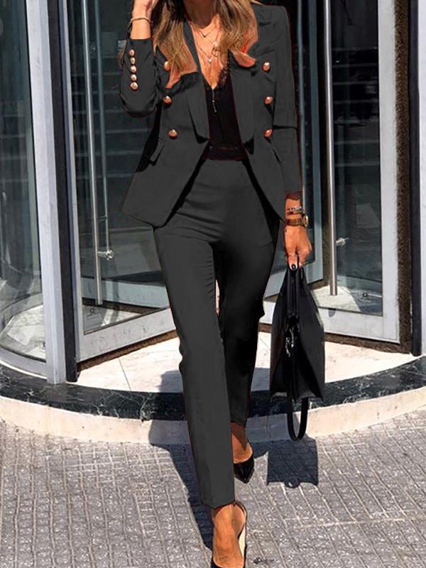Veste Blazer Croisée et Pantalon Élégant pour Femme 9