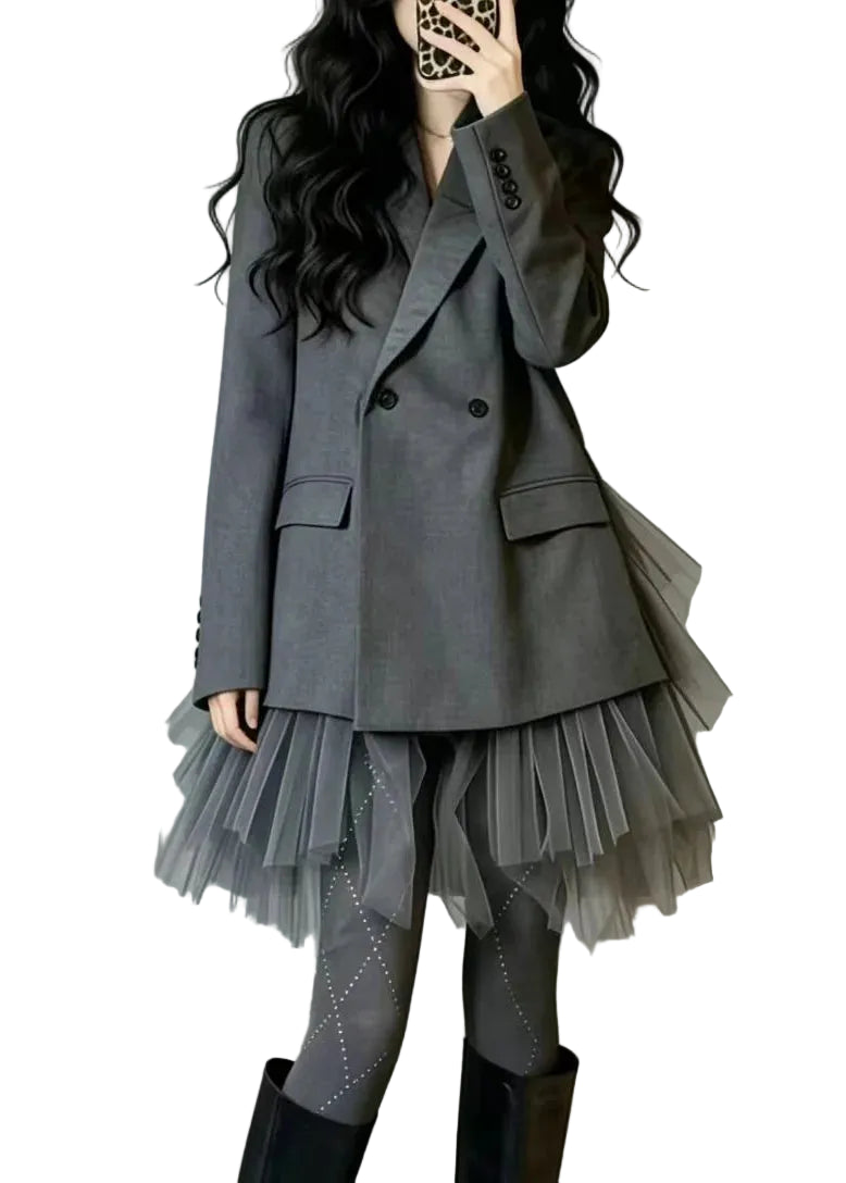 Veste Blazer Patchwork à Poches pour Femme Automne 0