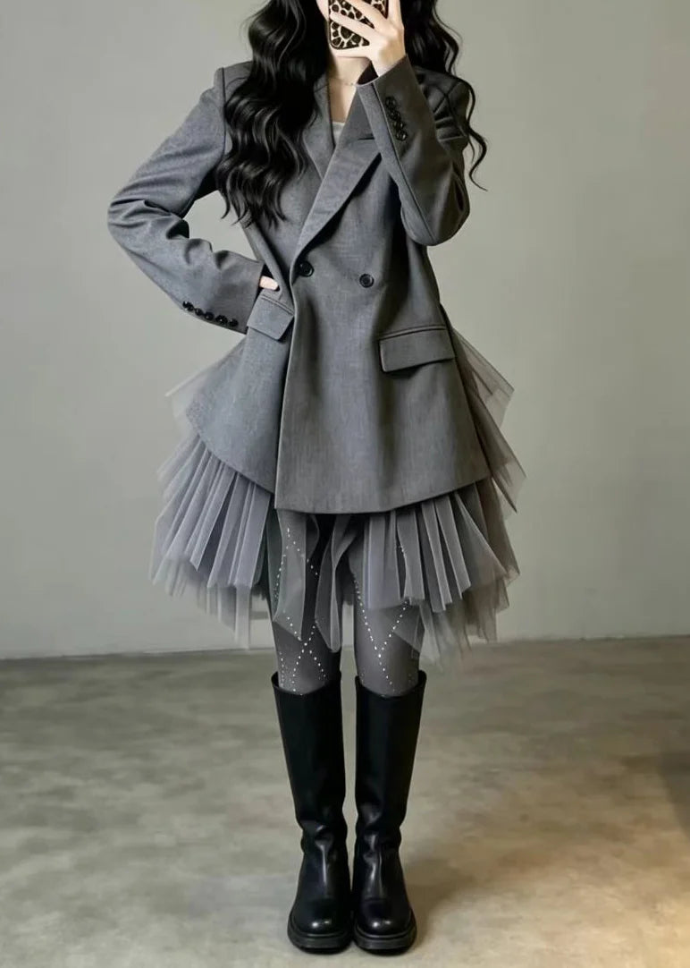 Veste Blazer Patchwork à Poches pour Femme Automne 2
