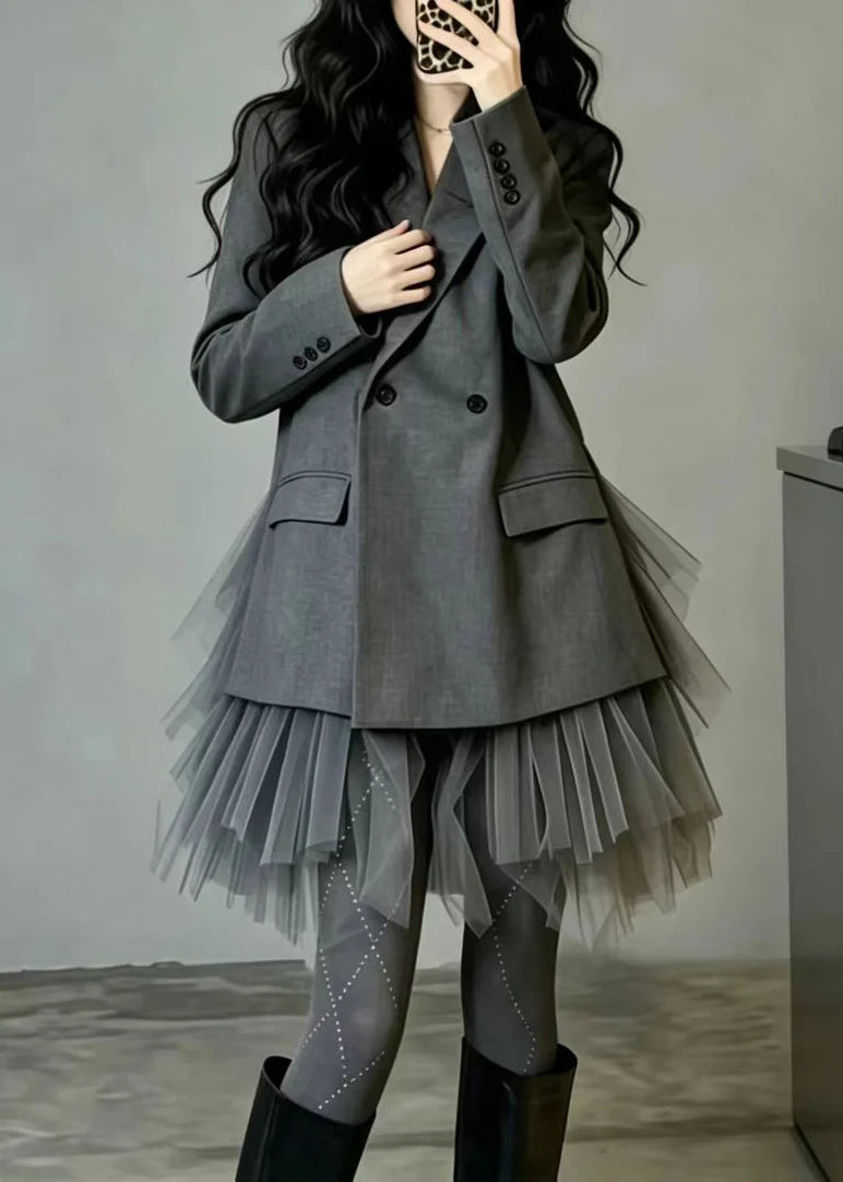 Veste Blazer Patchwork à Poches pour Femme Automne 3