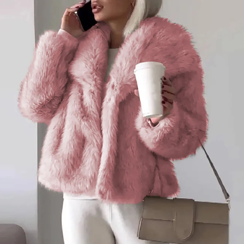 Veste Courte Femme en Fausse Fourrure Chic 0