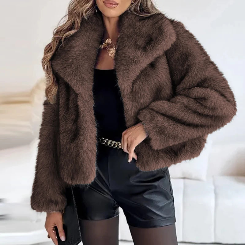 Veste Courte Femme en Fausse Fourrure Chic 4