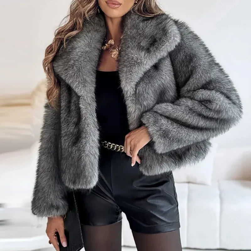 Veste Courte Femme en Fausse Fourrure Chic 6