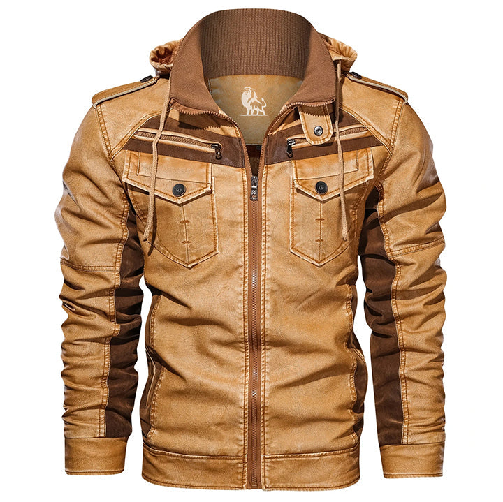 Veste Cuir Homme Avec Capuche Amovible Moderne 0