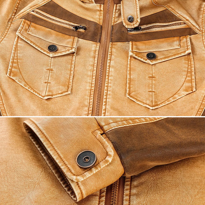 Veste Cuir Homme Avec Capuche Amovible Moderne 2