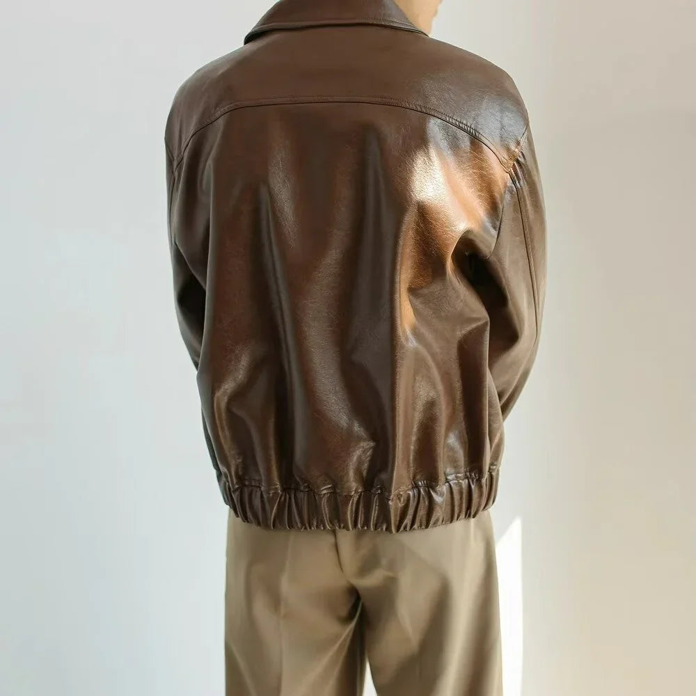 Veste Cuir Homme Urban Style Avec Fermeture Éclair Surdimensionnée 1