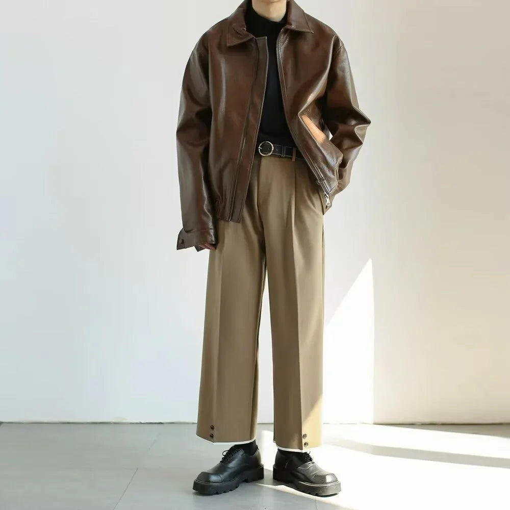 Veste Cuir Homme Urban Style Avec Fermeture Éclair Surdimensionnée 2