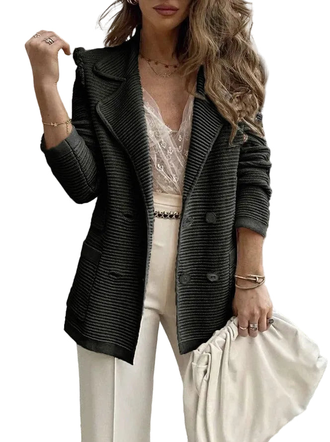 Veste Femme Blazer Côtelé à Double Boutonnage 0