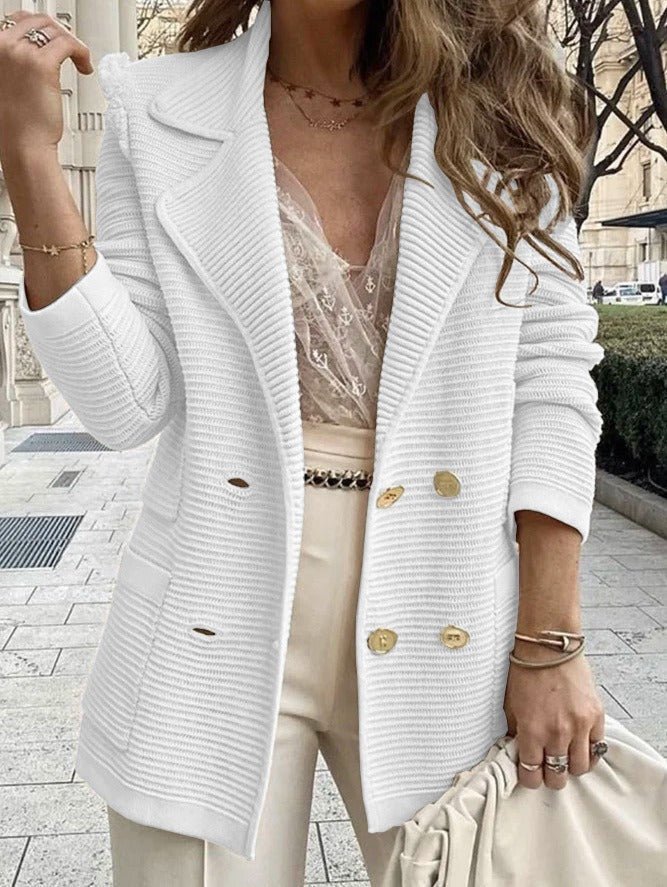 Veste Femme Blazer Côtelé à Double Boutonnage 1