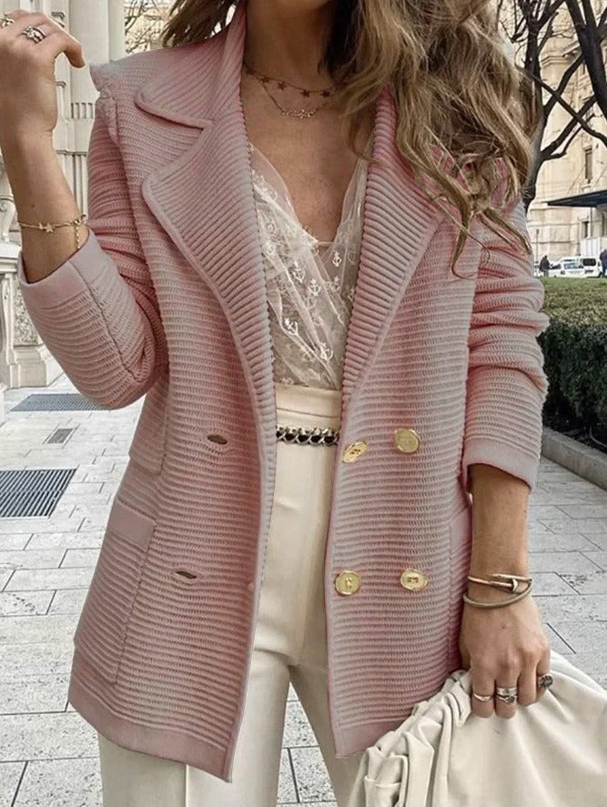 Veste Femme Blazer Côtelé à Double Boutonnage 3