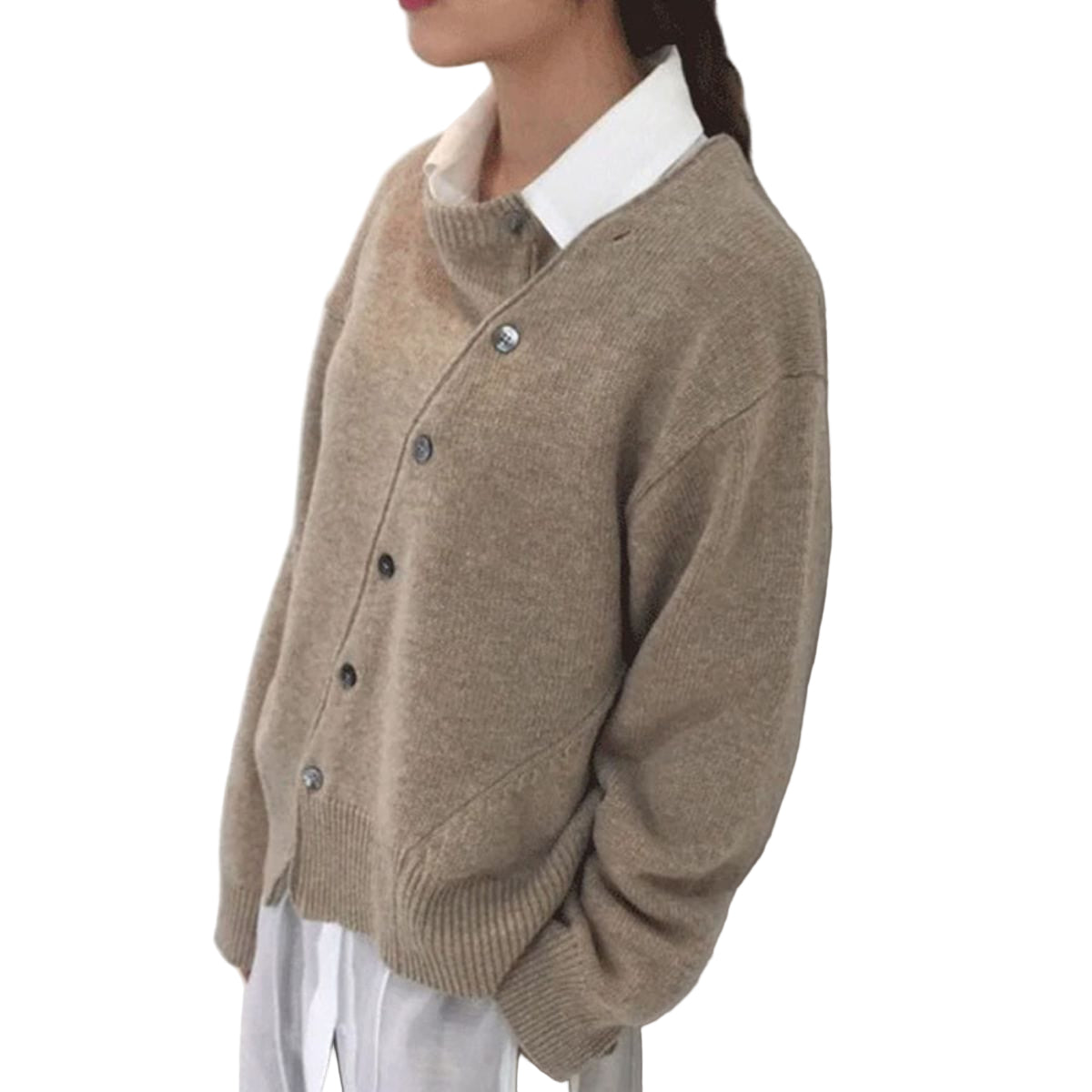 Veste Femme Cachemire À Enrouler Avec Détails De Boutons Asymétriques 0