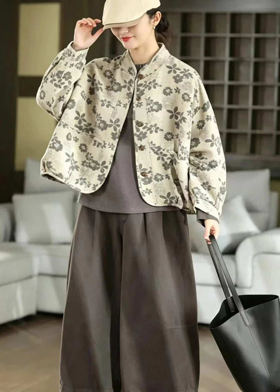 Veste Femme Coupe Ample Col Montant Automne 2