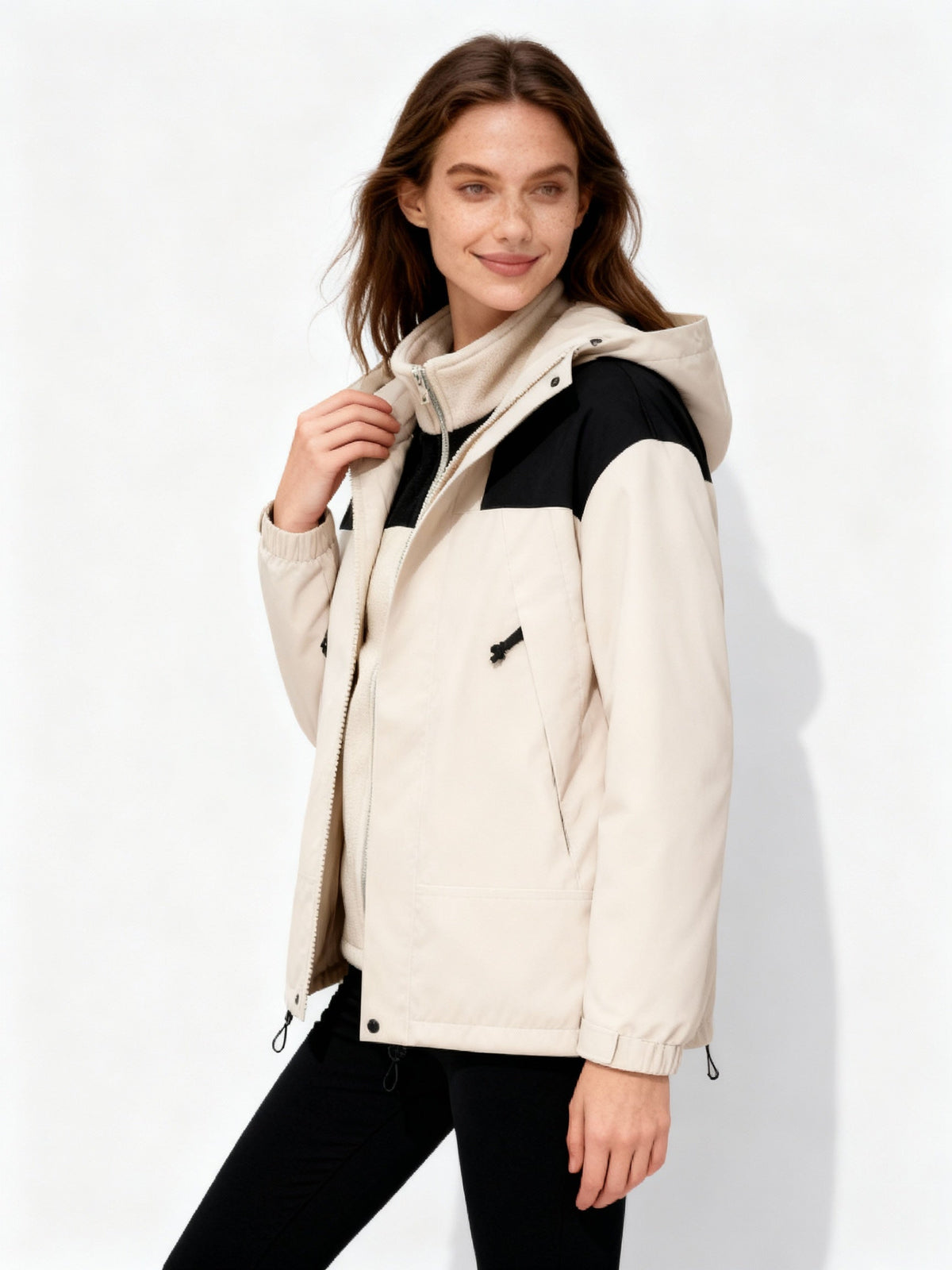 Veste Femme Hiver à Capuche 3 en 1 Monochrome 1