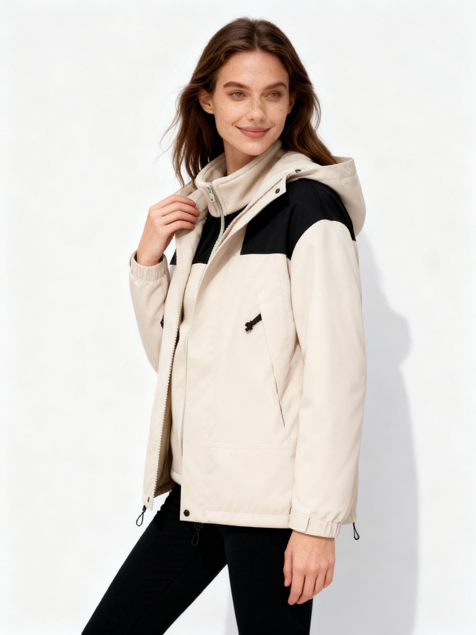Veste Femme Hiver à Capuche 3 en 1 Monochrome 1