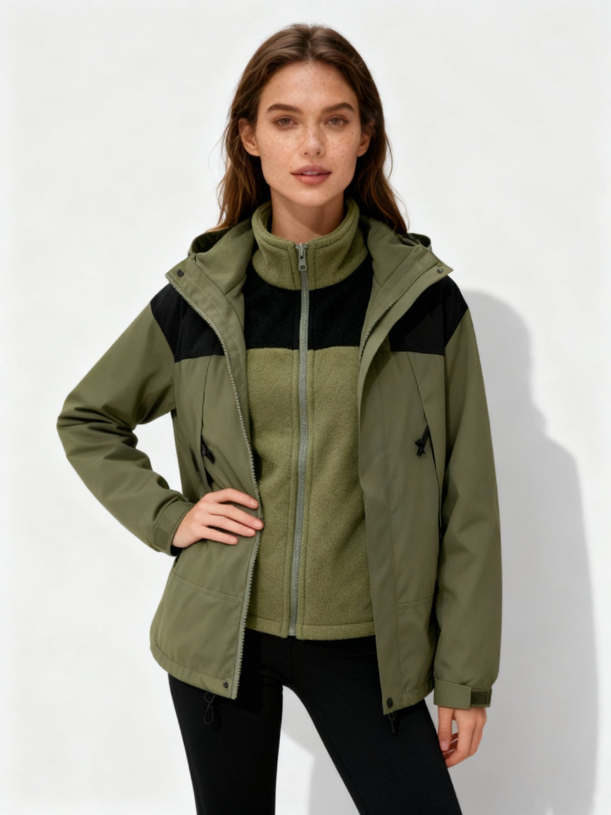 Veste Femme Hiver à Capuche 3 en 1 Monochrome 3