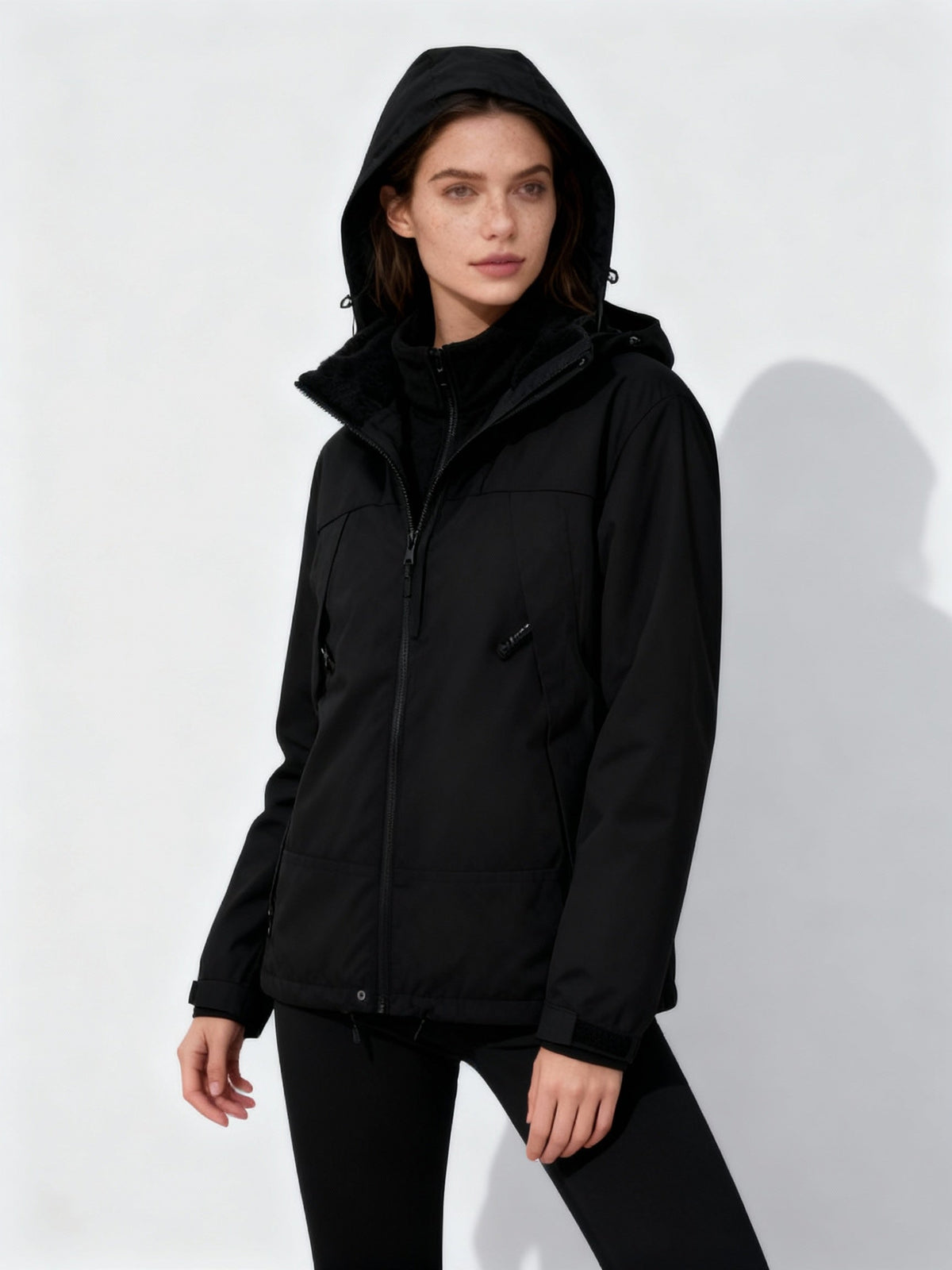 Veste Femme Hiver à Capuche 3 en 1 Monochrome 4