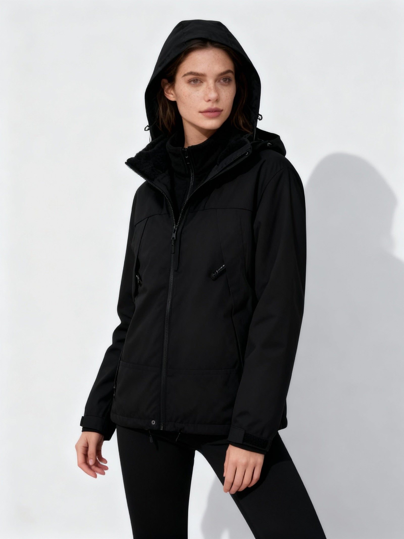 Veste Femme Hiver à Capuche 3 en 1 Monochrome 4