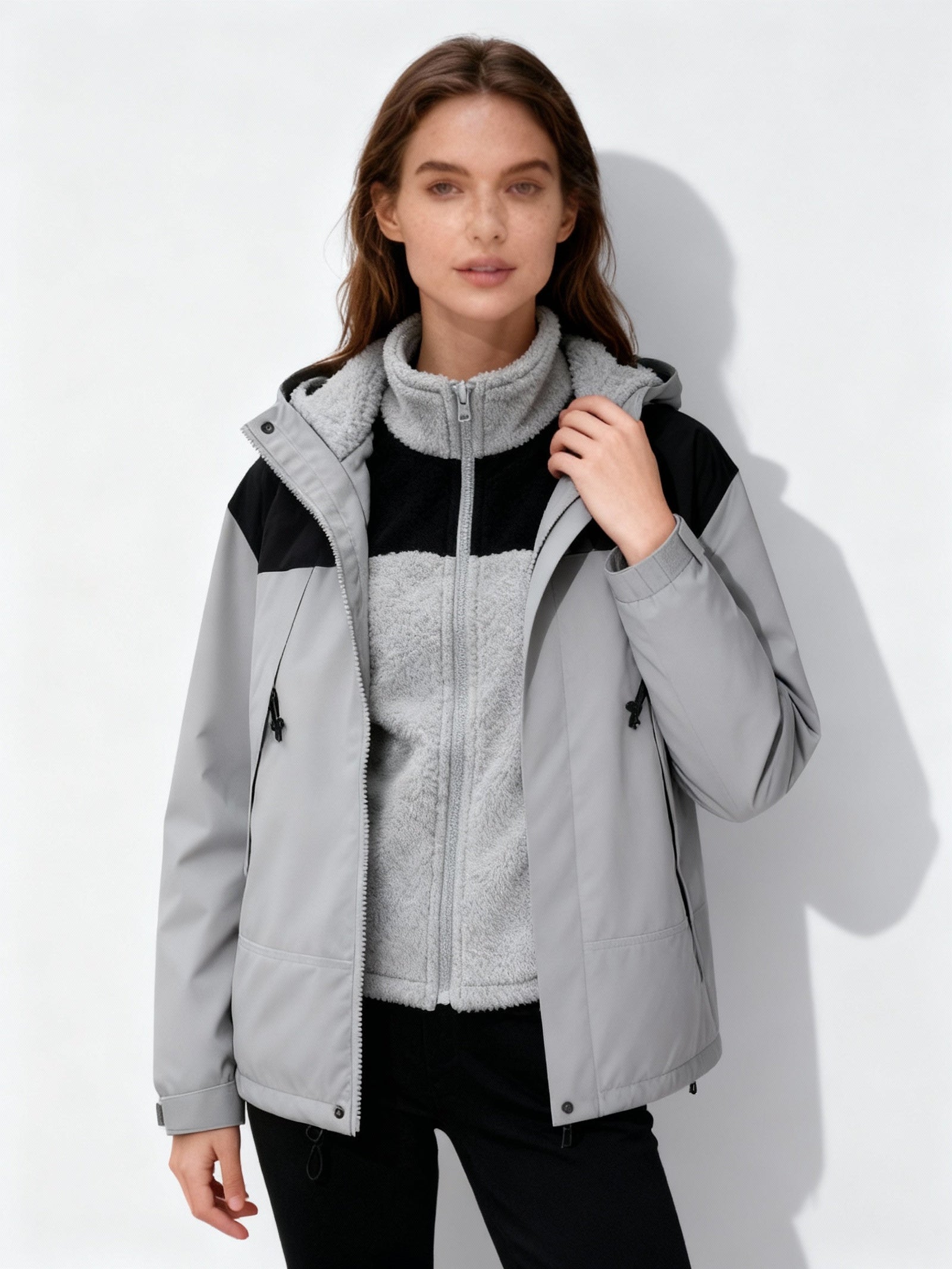 Veste Femme Hiver à Capuche 3 en 1 Monochrome 5