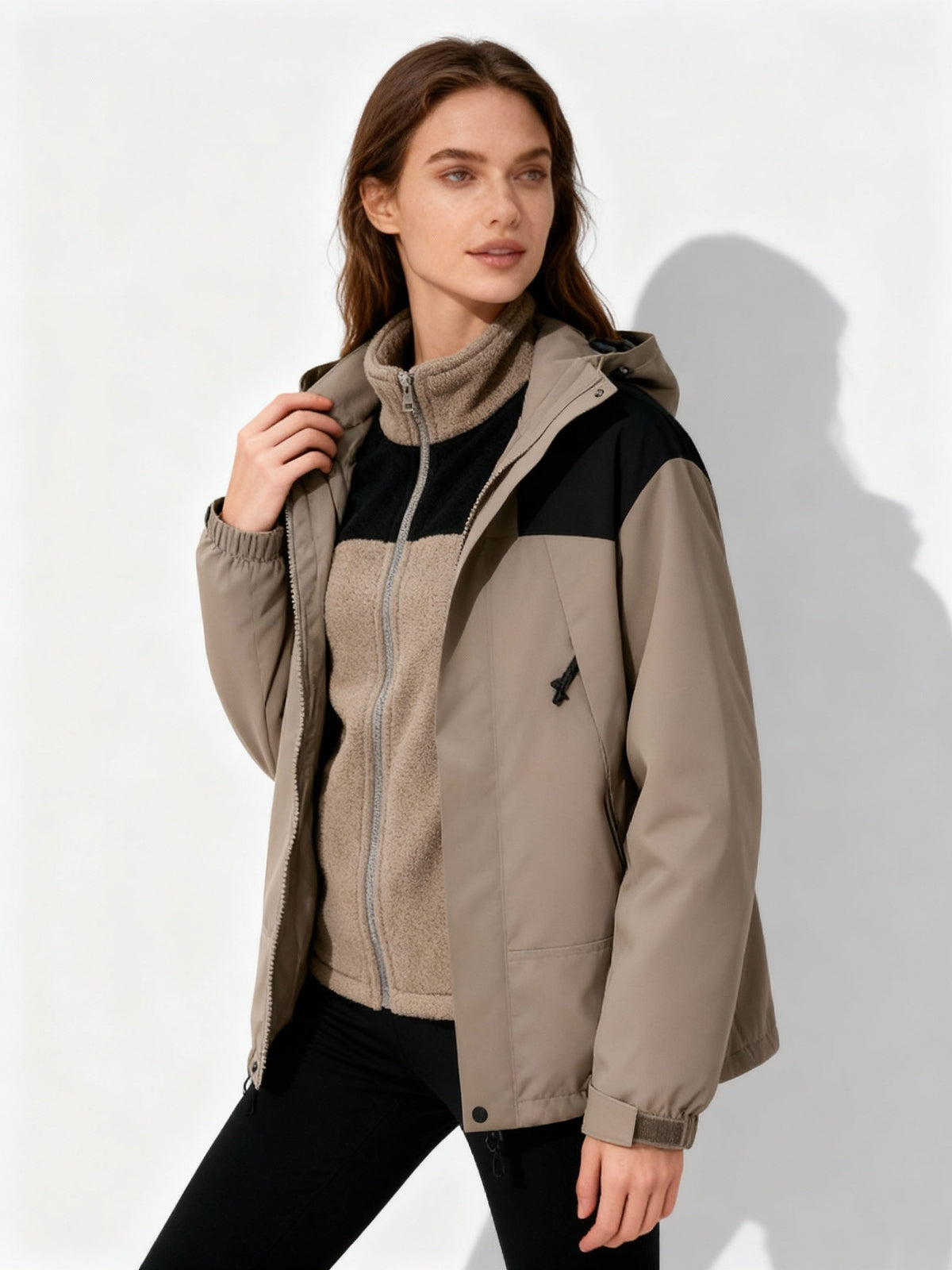 Veste Femme Hiver à Capuche 3 en 1 Monochrome 6