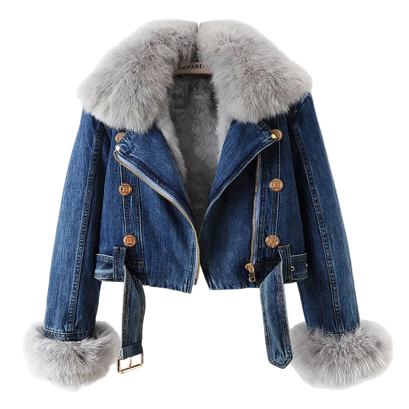 Veste Femme Motard Ceinturée avec Bordure Chic 0