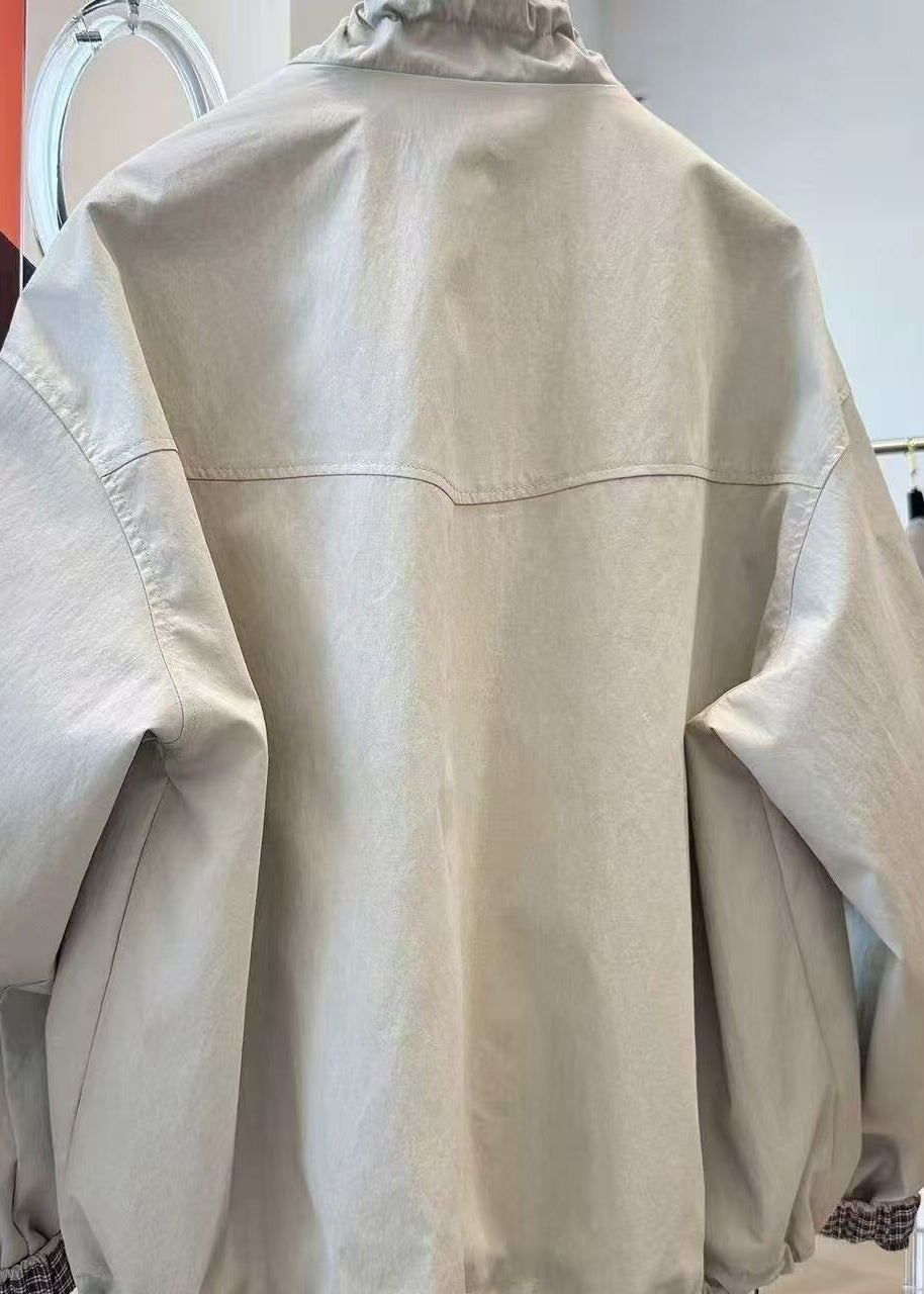 Veste Femme Patchwork à Col Montant et Cordon de Serrage 4